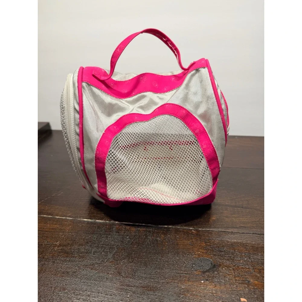 American Girl Doll Galaxy Dog Pet Travel Carry Case Pink Silver Mesh‎